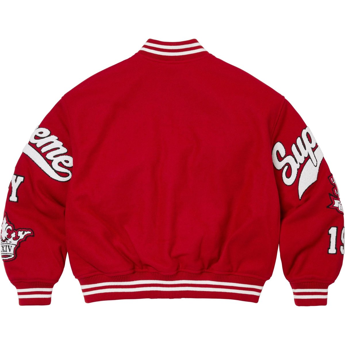 Details on Veritas Varsity Jacket Red from fall winter
                                                    2024 (Price is $498)