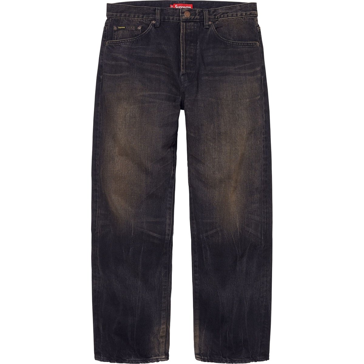 Details on Distressed Loose Fit Selvedge Jean Washed Black from fall winter
                                                    2024 (Price is $298)