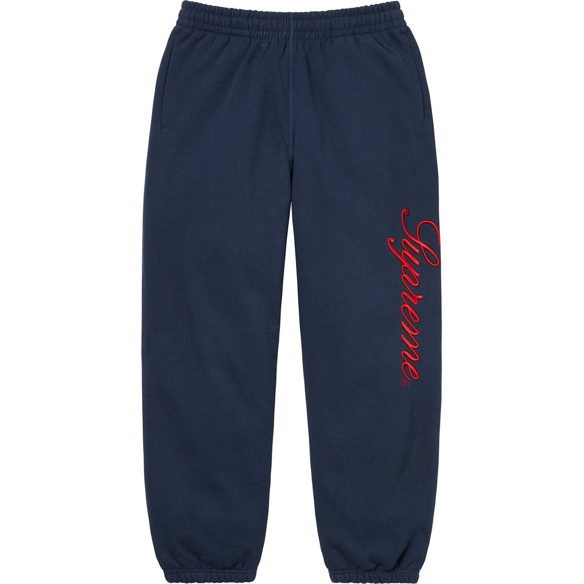 Details on Embroidered Script Sweatpant Navy from fall winter
                                                    2024 (Price is $148)