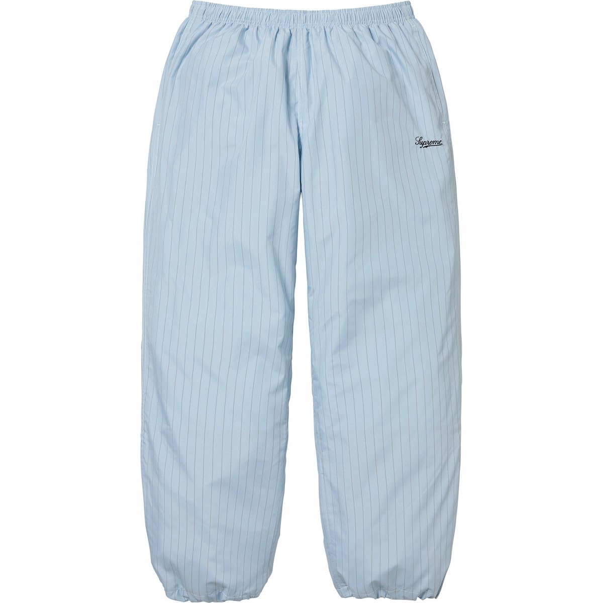 Details on Reflective Pinstripe Track Pant Light Blue from fall winter
                                                    2024 (Price is $148)