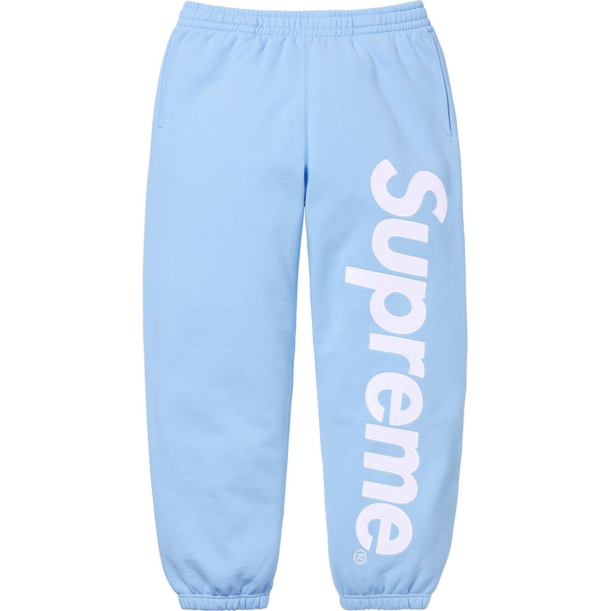 Details on Satin Appliqué Sweatpant Light Blue from fall winter
                                                    2024 (Price is $148)