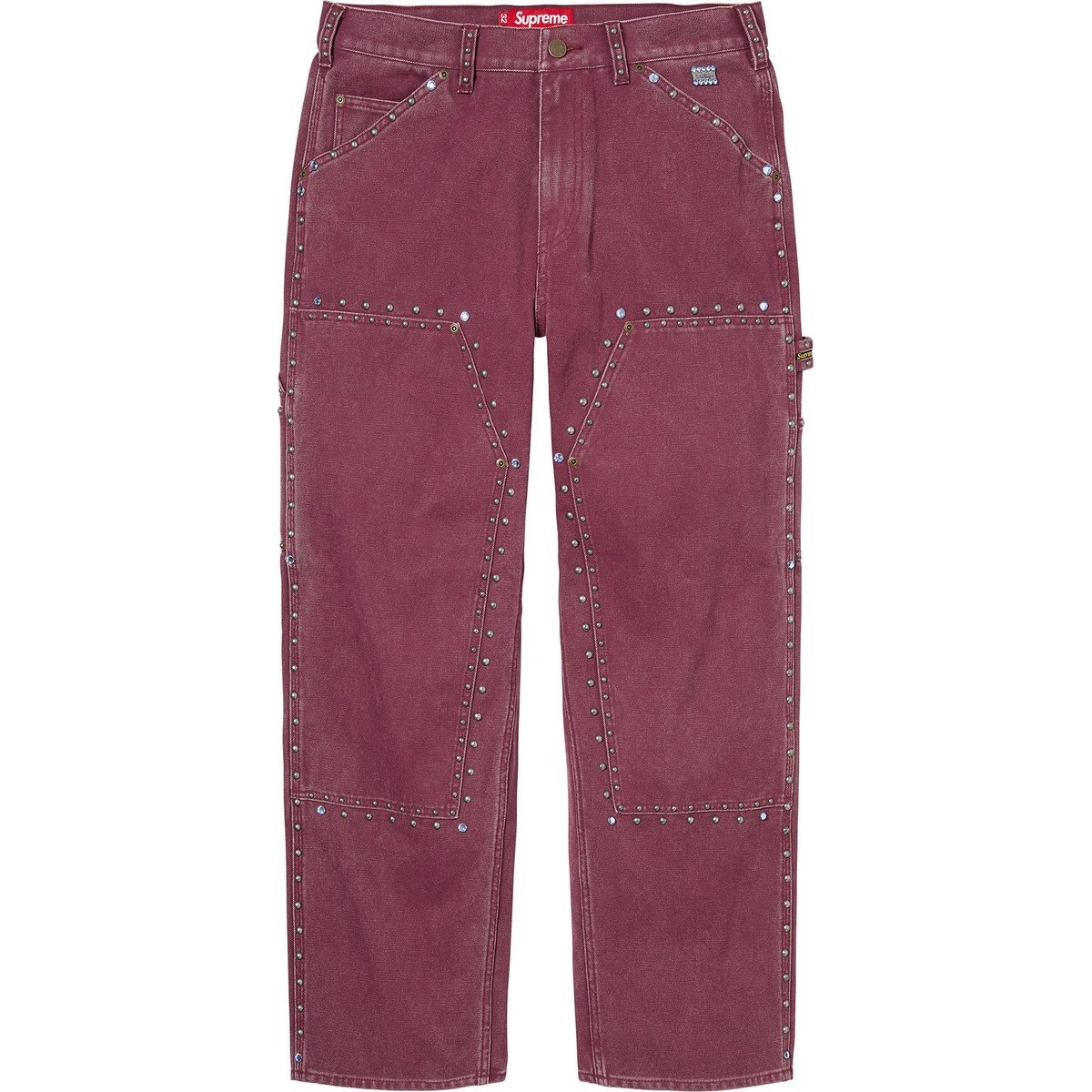 Details on Supreme b.b. Simon Studded Double Knee Painter Pant Burgundy from fall winter
                                                    2024