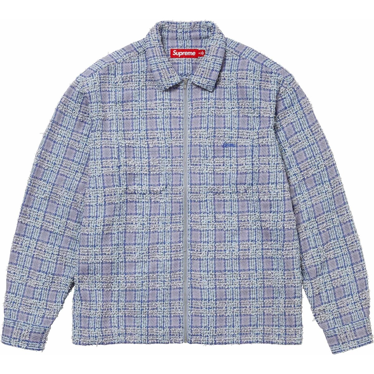 Details on Bouclé Zip Up Shirt Blue from fall winter
                                                    2024 (Price is $168)