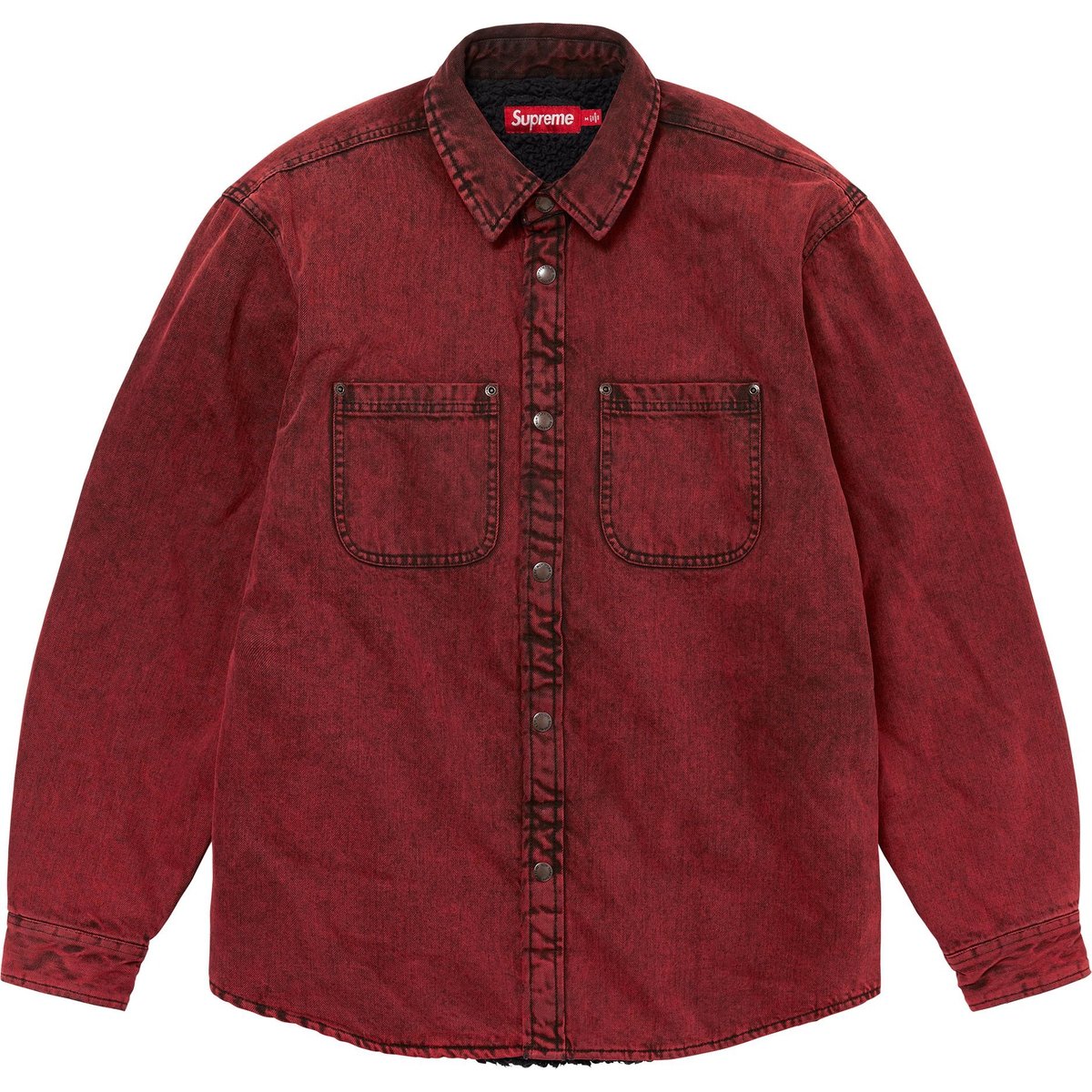 Details on Faux Shearling Lined Work Shirt Red Denim from fall winter
                                                    2024