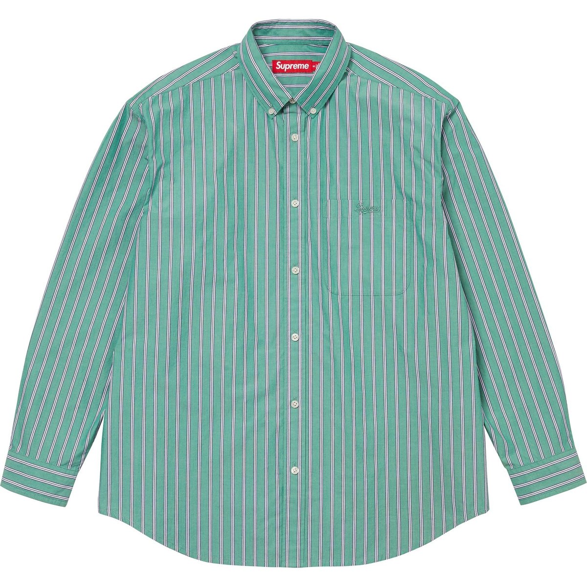 Details on Loose Fit Stripe Shirt Green from fall winter
                                                    2024