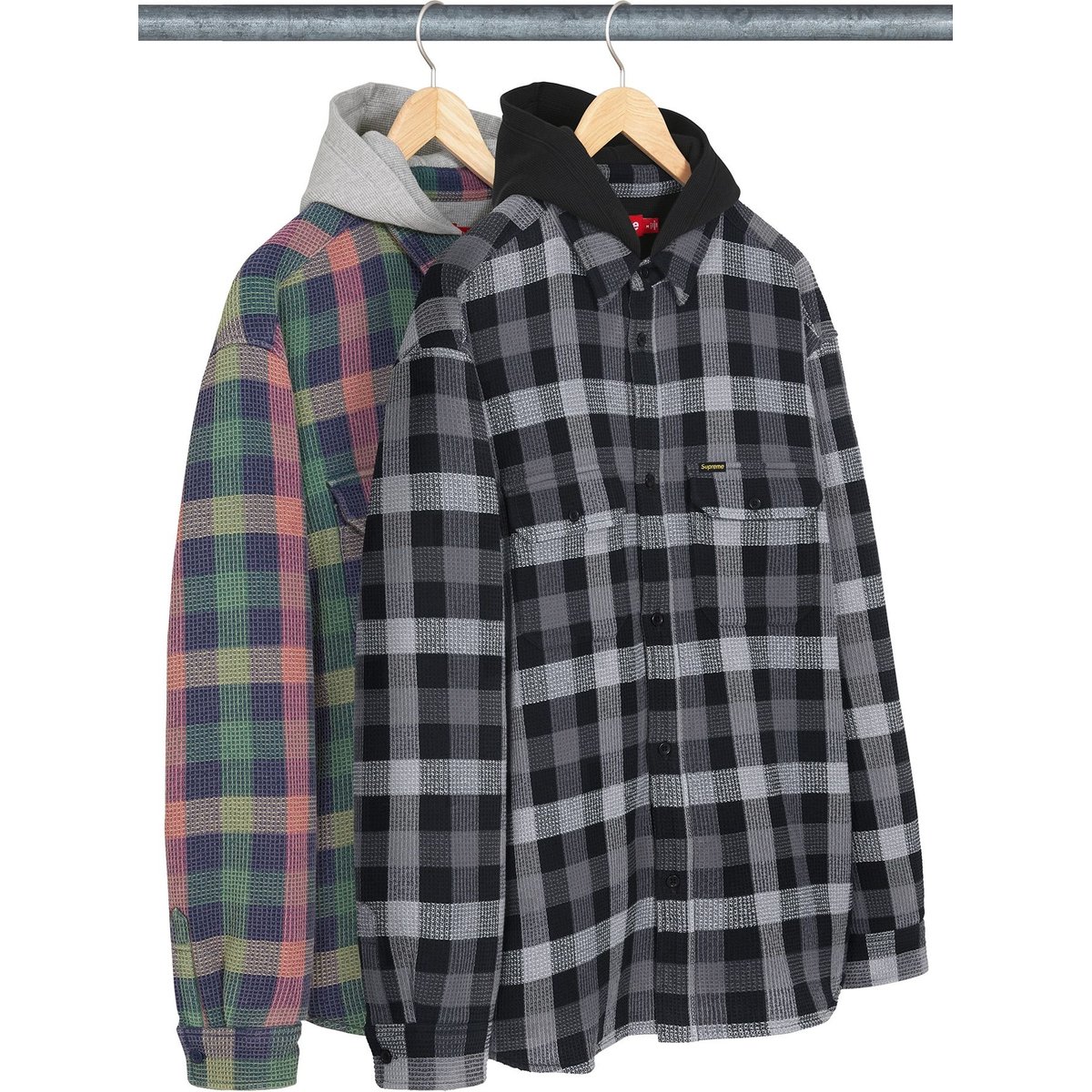 Supreme Waffle Plaid Hooded Shirt for fall winter 24 season