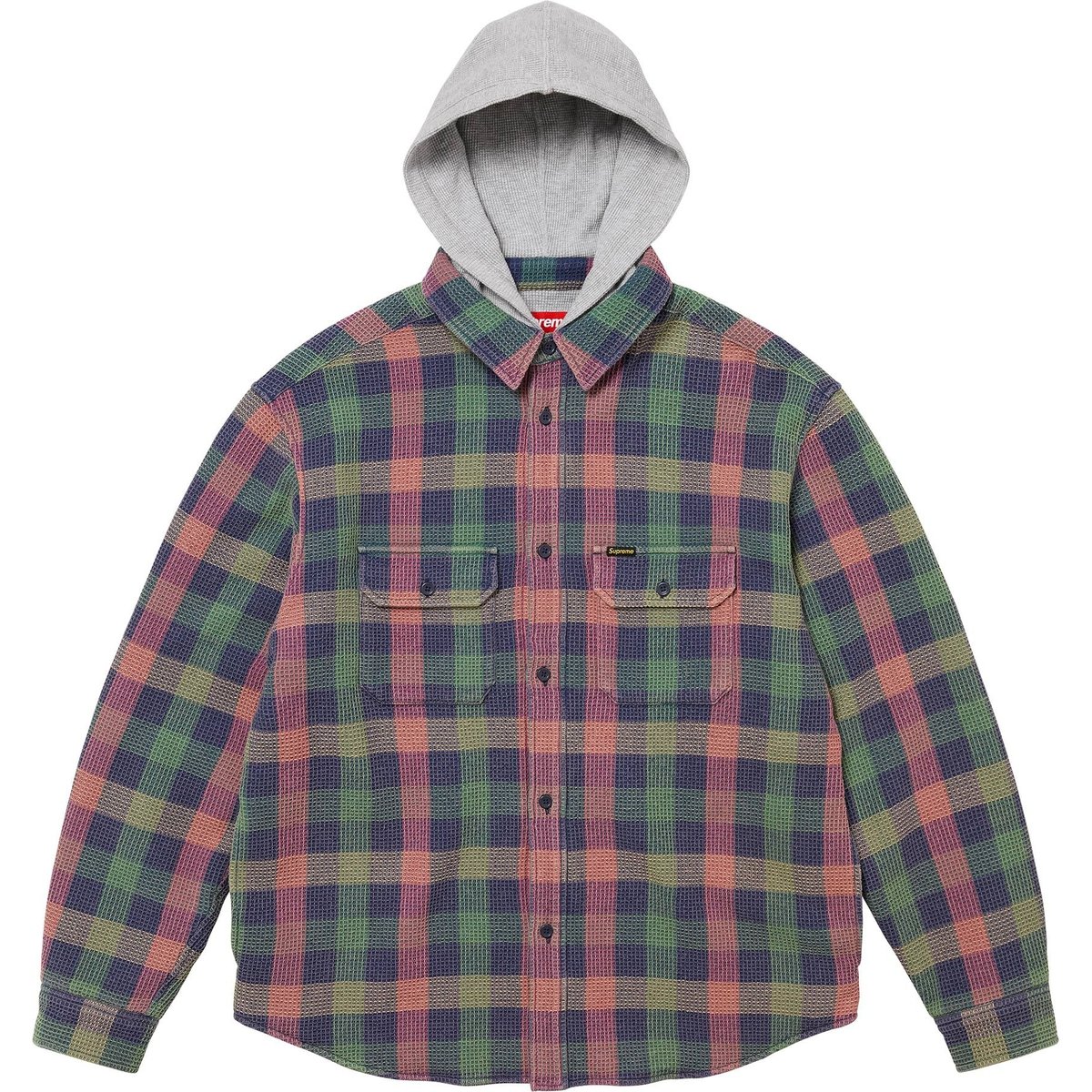 Details on Waffle Plaid Hooded Shirt Multicolor from fall winter
                                                    2024