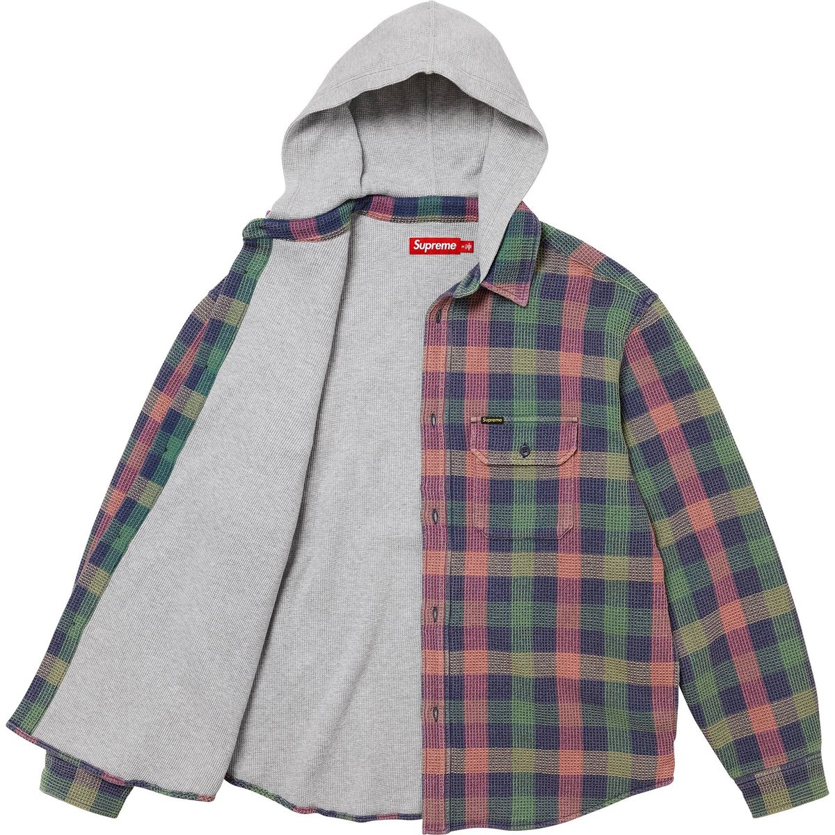 Details on Waffle Plaid Hooded Shirt Multicolor from fall winter
                                                    2024