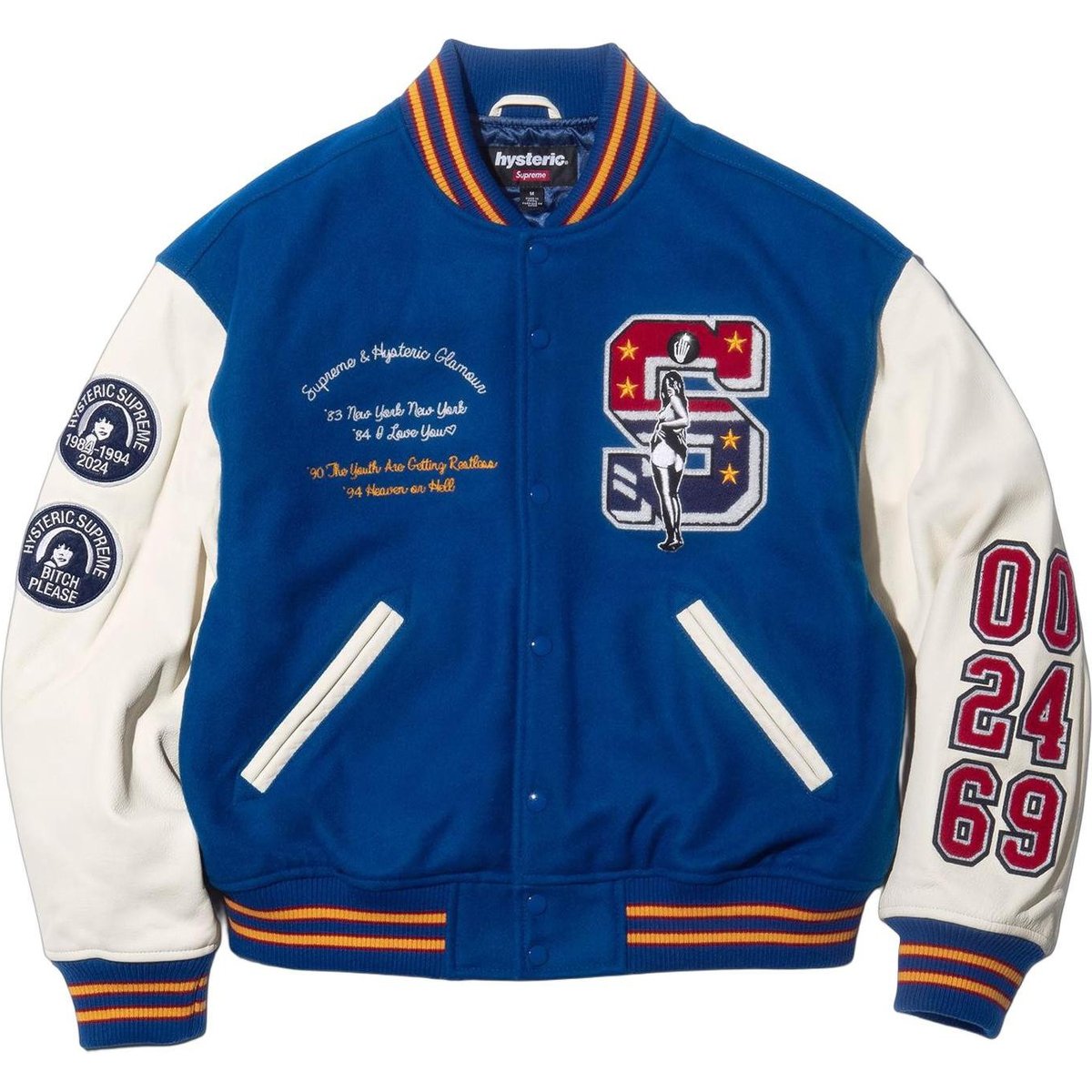 Details on Supreme HYSTERIC GLAMOUR Varsity Jacket  from fall winter
                                                    2024 (Price is $698)