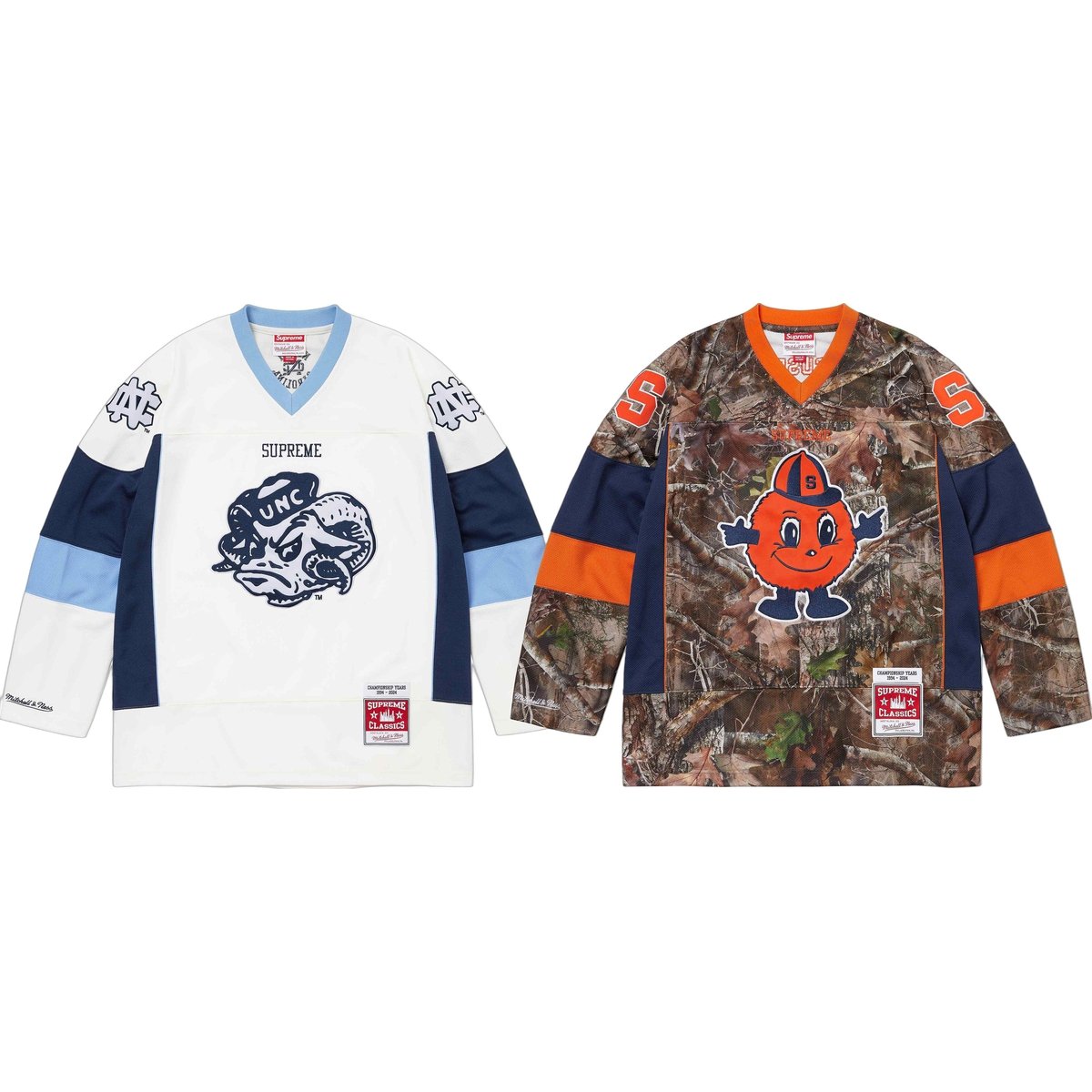 Details on Supreme Mitchell & Ness NCAA Hockey Jersey from fall winter
                                            2024 (Price is $188)