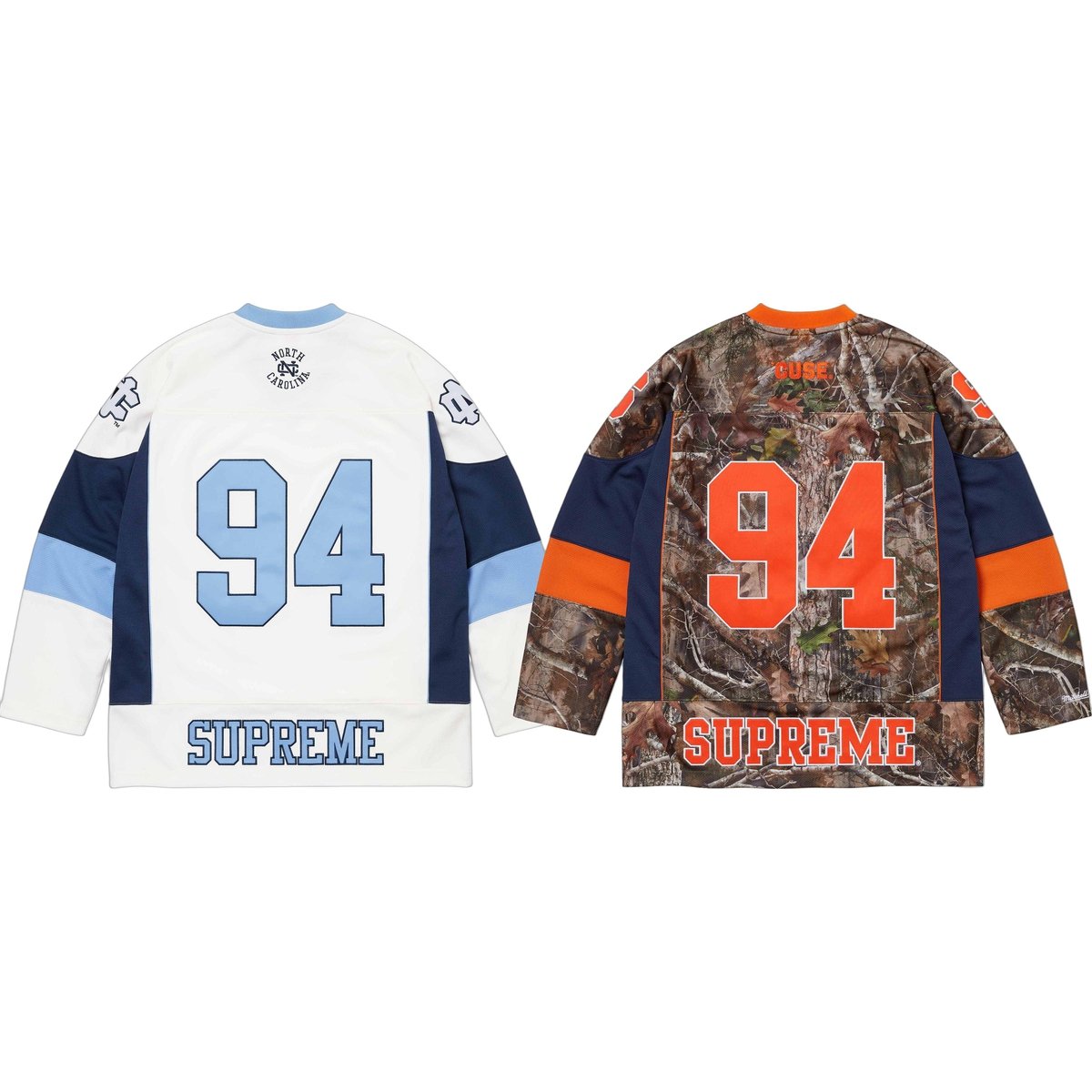 Details on Supreme Mitchell & Ness NCAA Hockey Jersey  from fall winter
                                                    2024 (Price is $188)