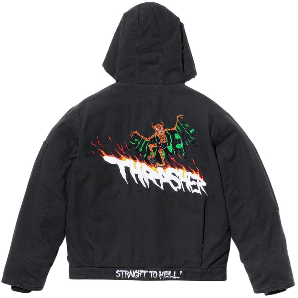 Details on Supreme Thrasher Hooded Work Jacket  from fall winter
                                                    2024 (Price is $228)