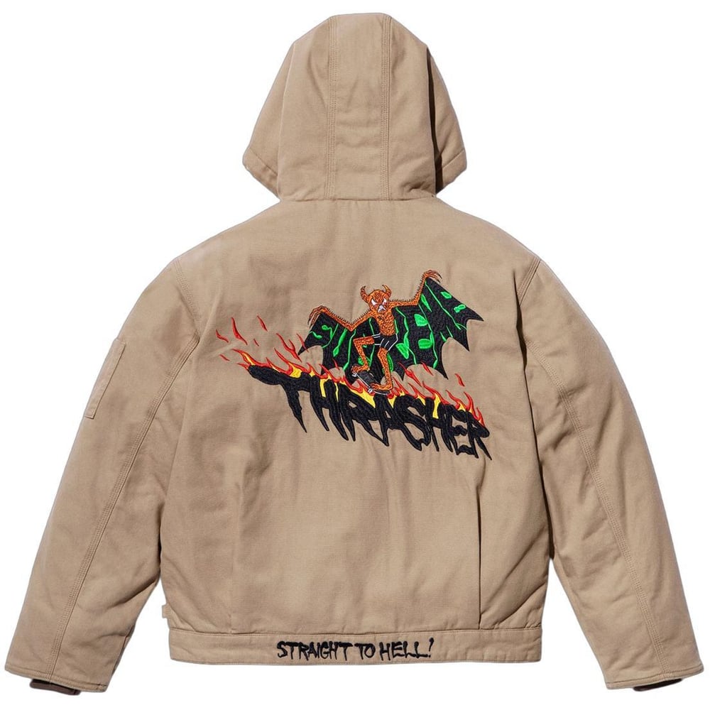 Details on Supreme Thrasher Hooded Work Jacket  from fall winter
                                                    2024 (Price is $228)