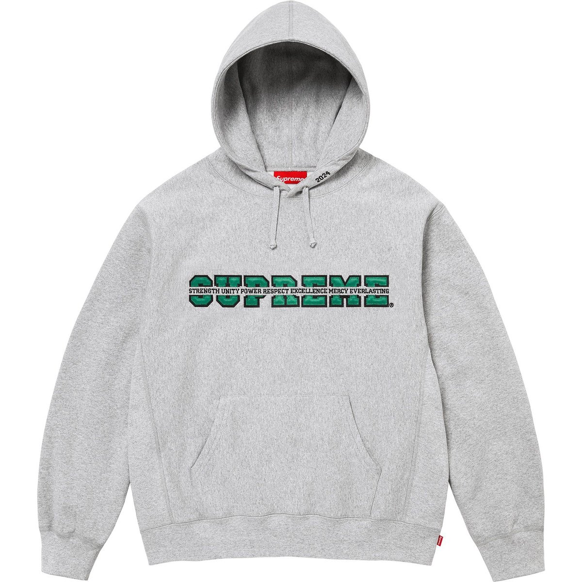 Details on Collegiate Acronym Hooded Sweatshirt Heather Grey from fall winter
                                                    2024