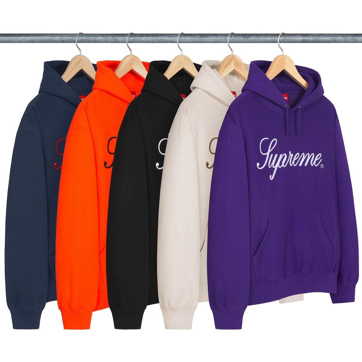 Supreme Embroidered Script Hooded Sweatshirt releasing on Week 1 for fall winter 2024