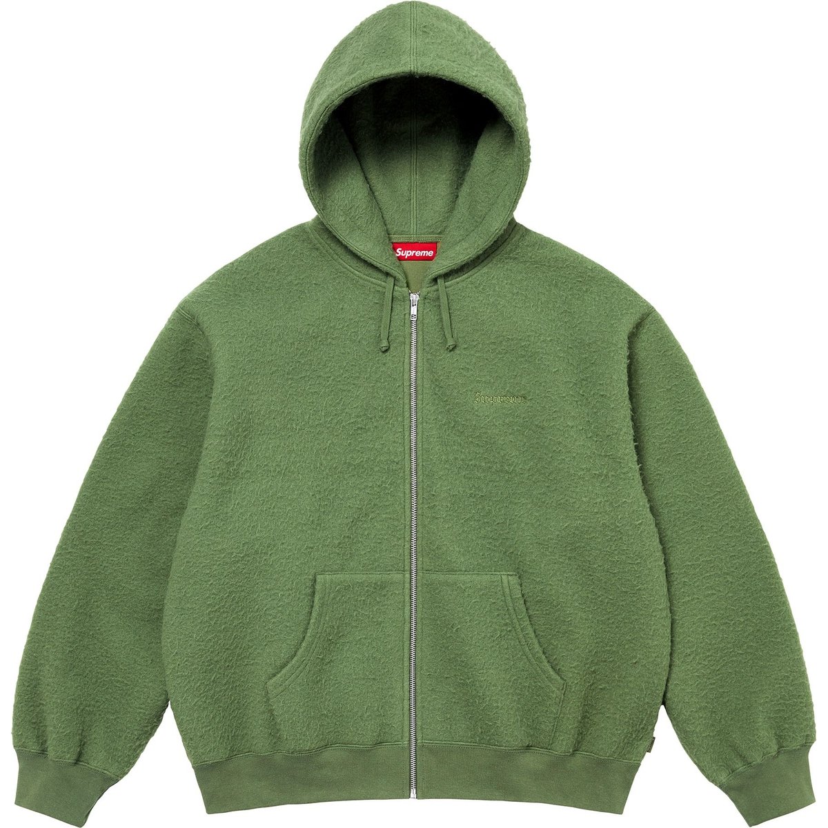 Details on Pilled Zip Up Hooded Sweatshirt Olive from fall winter
                                                    2024