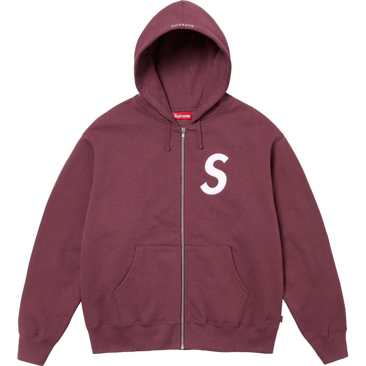 Details on S Logo Zip Up Hooded Sweatshirt Maroon from fall winter
                                                    2024