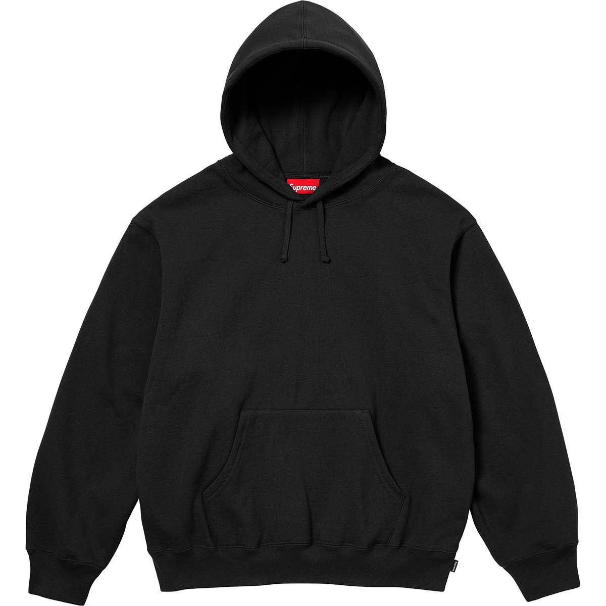 Details on Satin Appliqué Hooded Sweatshirt Black from fall winter
                                                    2024 (Price is $158)