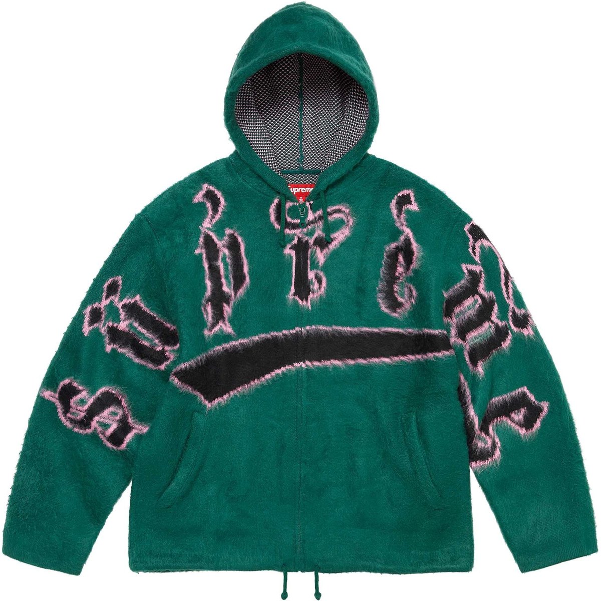 Details on Accent Brushed Zip Up Hooded Sweater Green from fall winter
                                                    2024 (Price is $188)