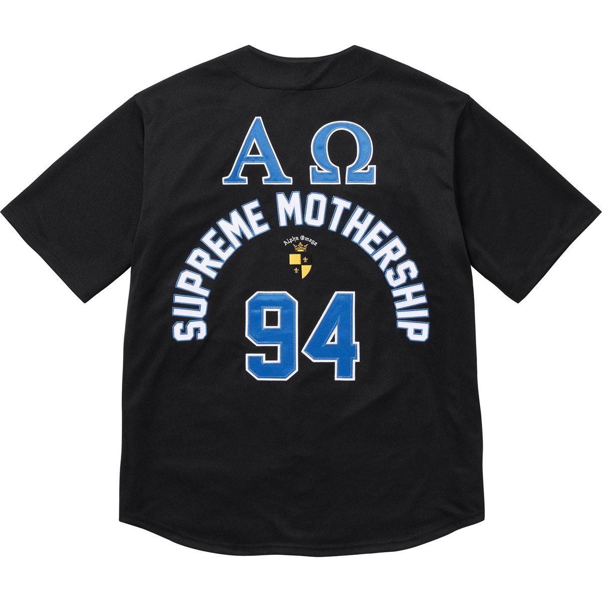 Details on Alpha Omega Baseball Jersey Black from fall winter
                                                    2024 (Price is $148)