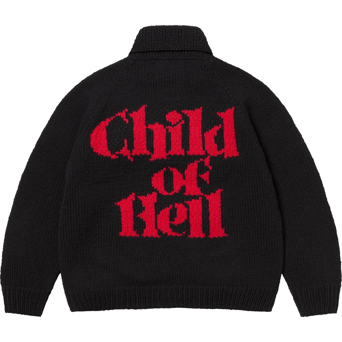 Details on Child of Hell Cowichan Sweater Black from fall winter
                                                    2024