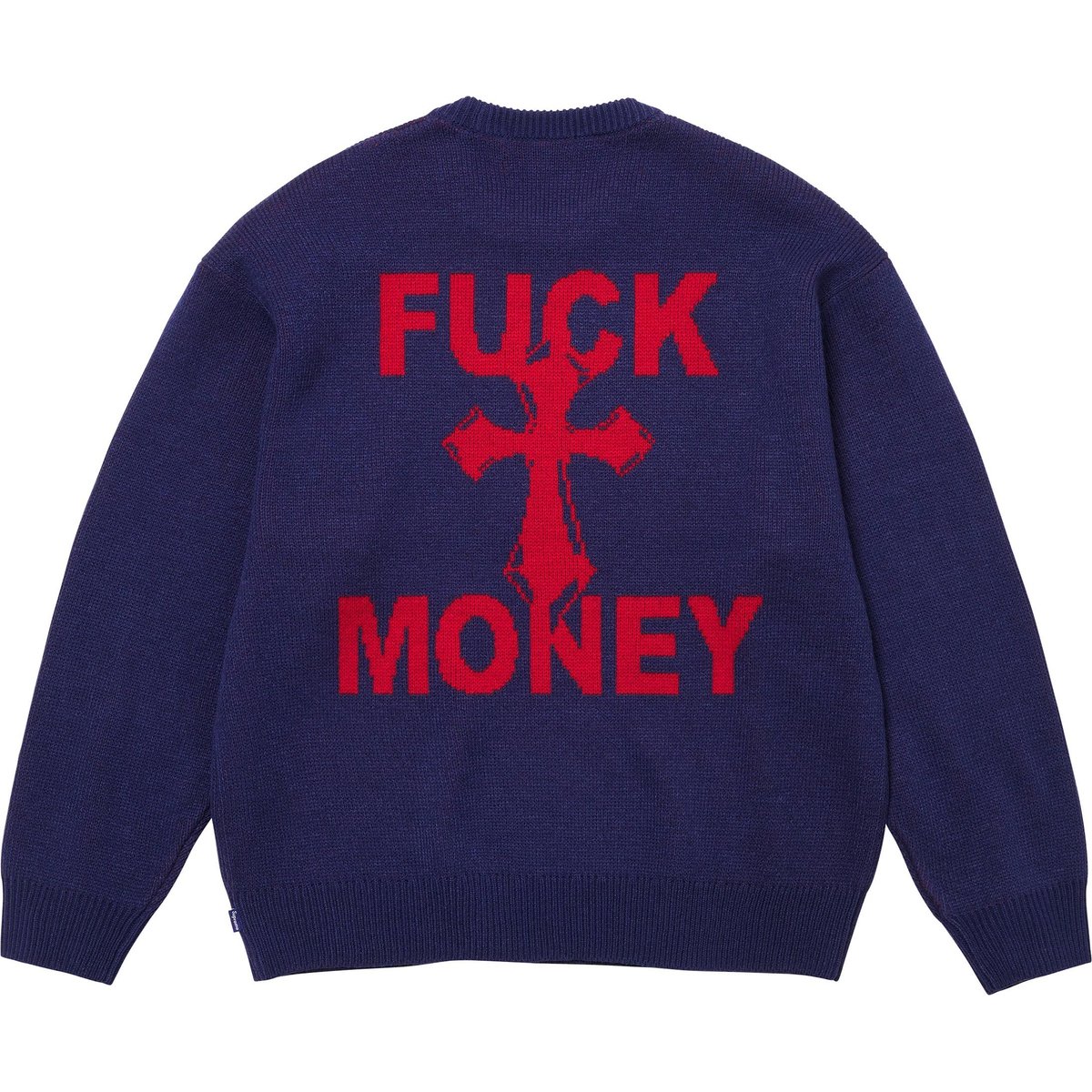 Details on Fuck Money Sweater Navy from fall winter
                                                    2024