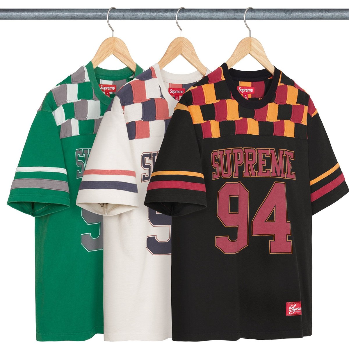 Supreme Patchwork Yoke Football Top releasing on Week 1 for fall winter 2024