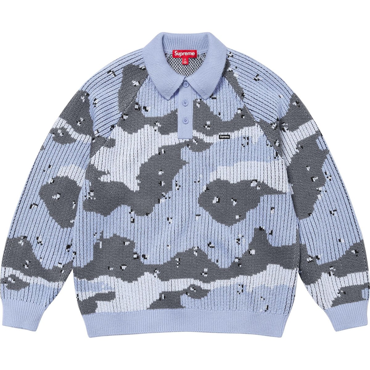 Details on Small Box Polo Sweater Blue Camo from fall winter
                                                    2024