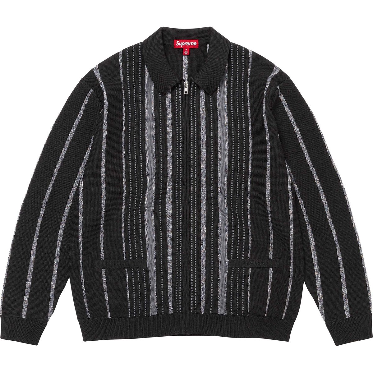 Details on Speckle Stripe Zip Up Cardigan Black from fall winter
                                                    2024