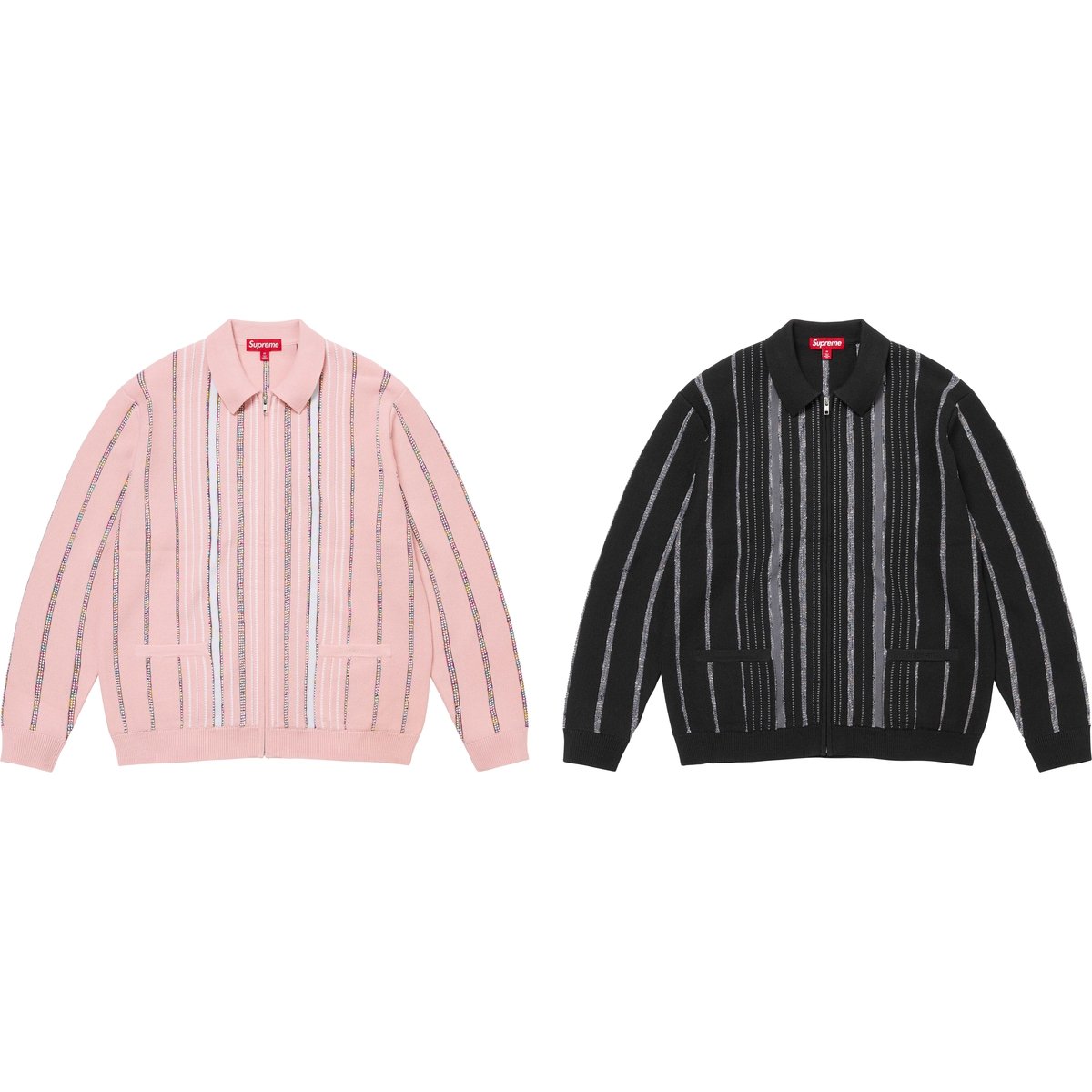 Supreme Speckle Stripe Zip Up Cardigan for fall winter 24 season