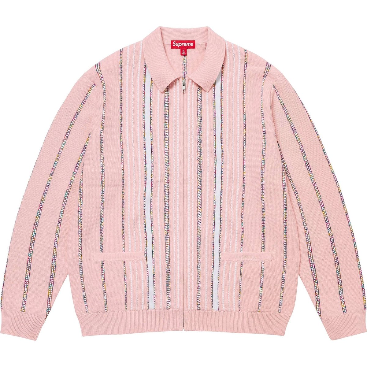 Details on Speckle Stripe Zip Up Cardigan Pink from fall winter
                                                    2024