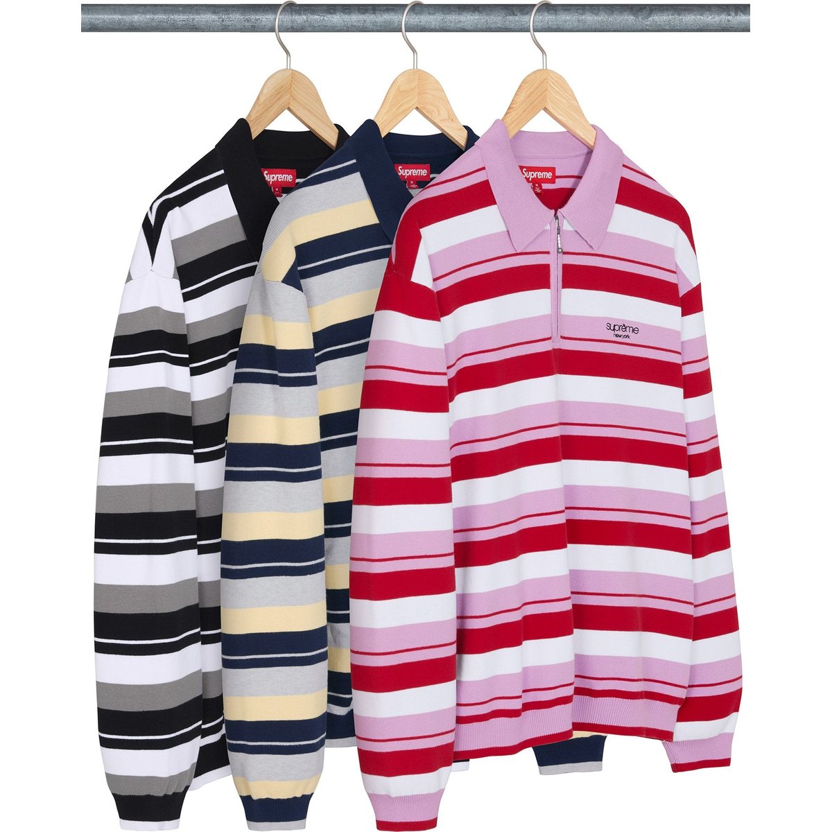 Supreme Stripe Zip L S Polo releasing on Week 10 for fall winter 2024