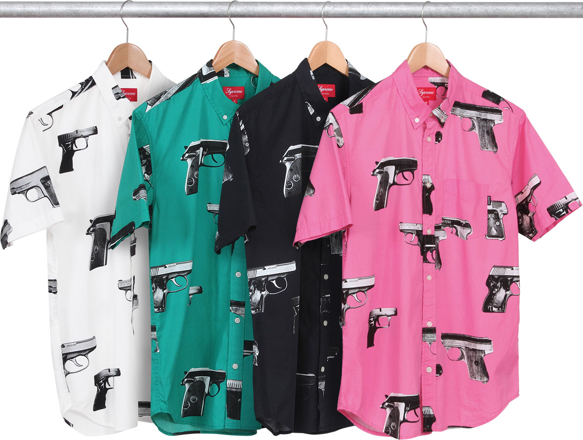 Supreme Guns Button Up Shirt SS 2013 Pink Small