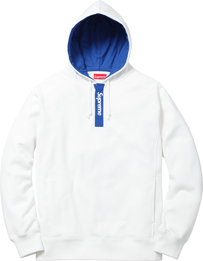 Supreme Contrast Placket Hooded Sweat