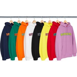 supreme cord collegiate logo hooded sweatshirt black