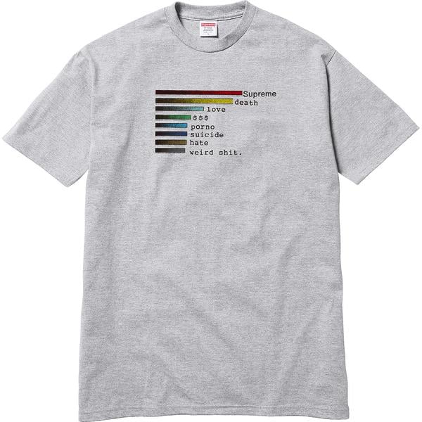 Supreme Chart Tee releasing on Week 1 for spring summer 2018