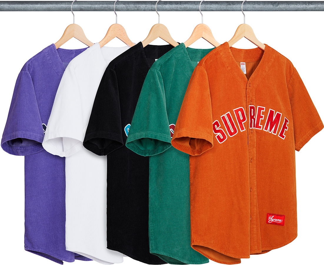 supreme corduroy baseball jersey