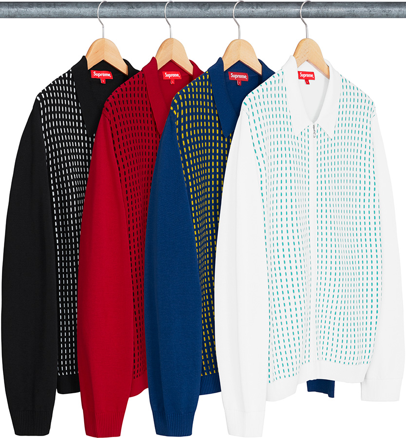 Supreme dashes zip up knit polo-