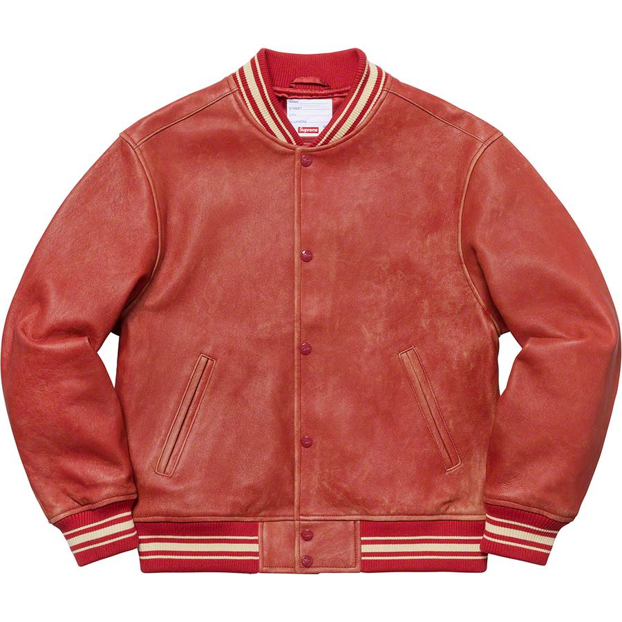 Details on Leather Varsity Jacket  from spring summer
                                                    2019 (Price is $698)