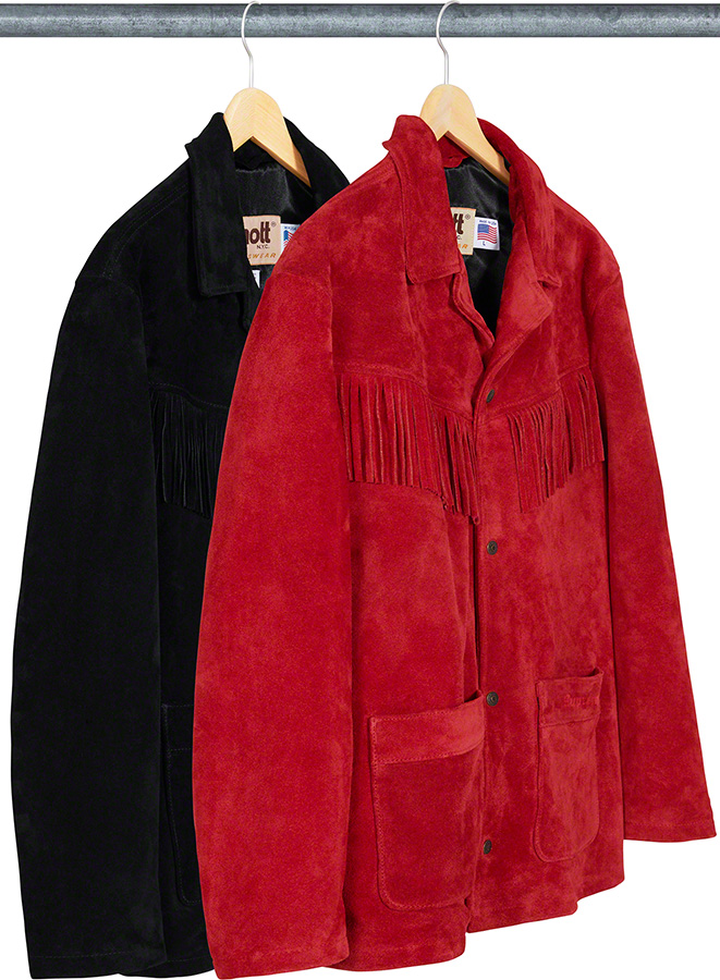 Supreme Schott Fringe Suede Coat Red XL-