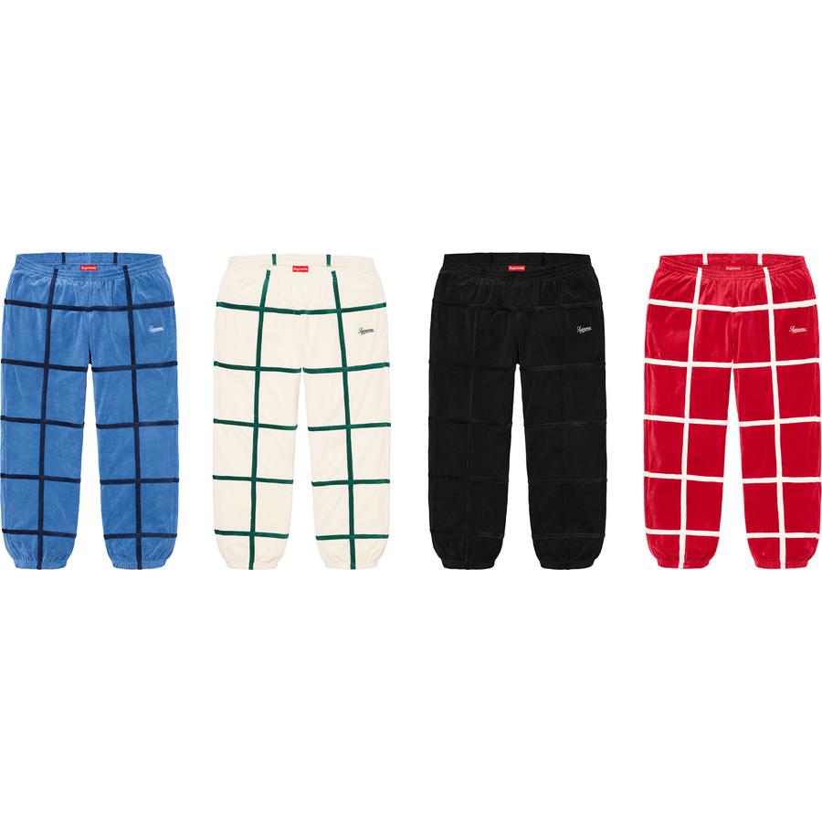 Supreme Grid Taping Velour Pant releasing on Week 5 for spring summer 2020