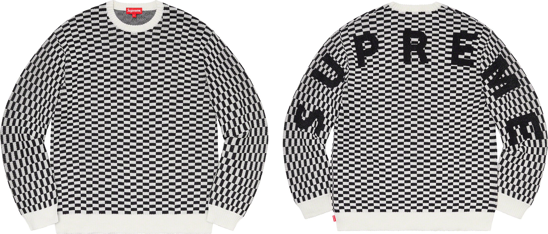 新しい シュプリーム Back Logo Sweater チェッカーフラッグ ニット 