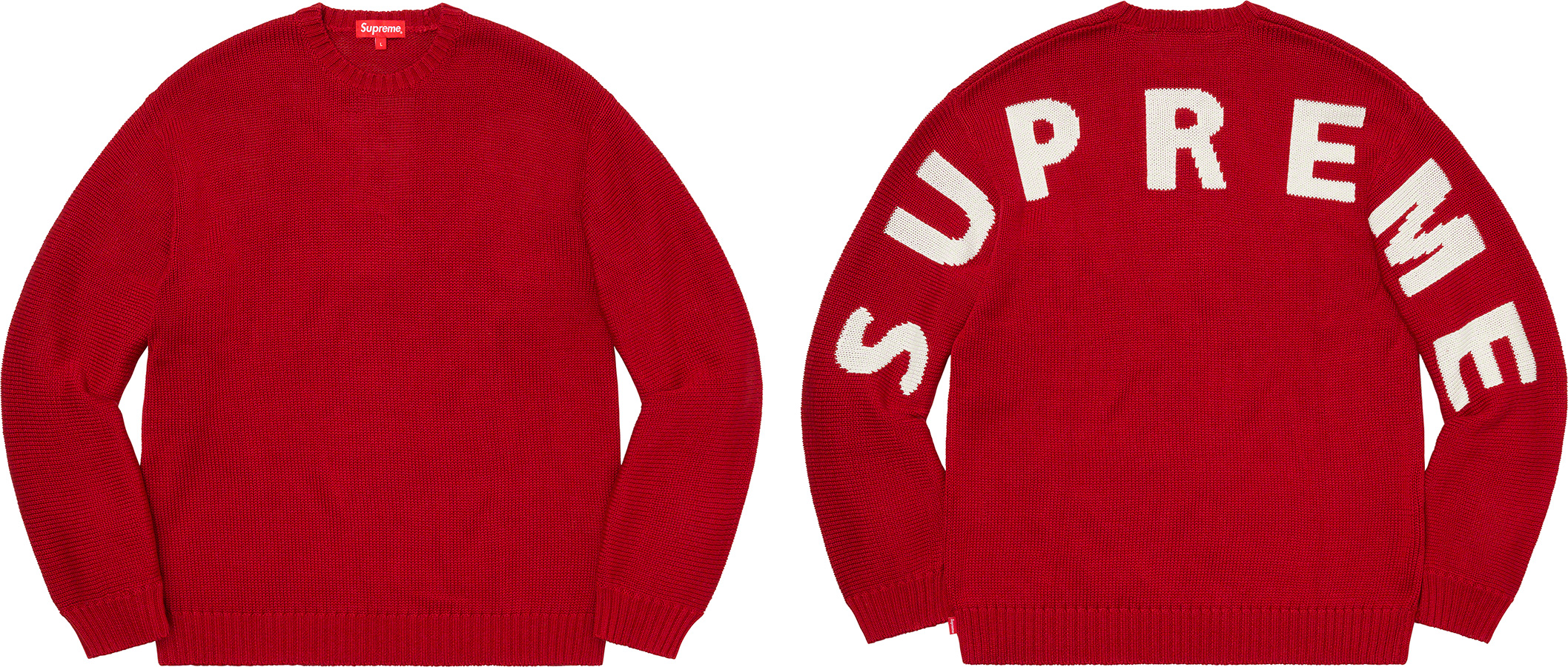 M 赤 Supreme Back Logo Sweater red 20SS