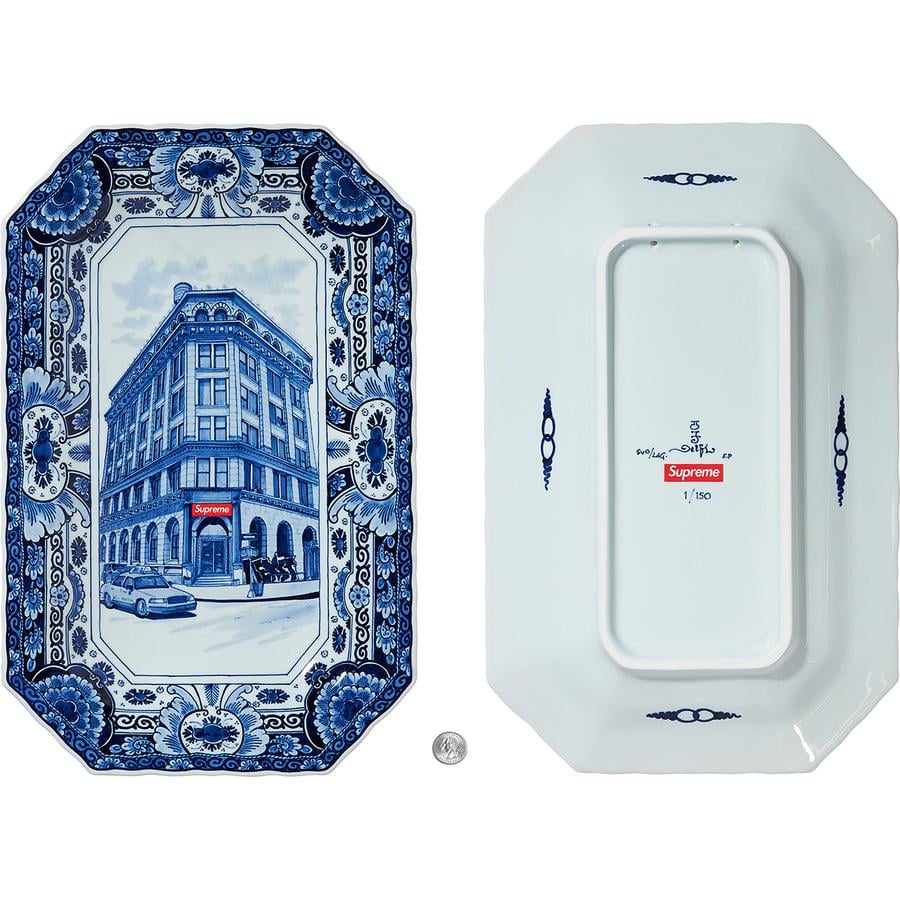 Details on Supreme Royal Delft Hand-Painted 190 Bowery Large Plate from spring summer
                                            2021 (Price is $3998)