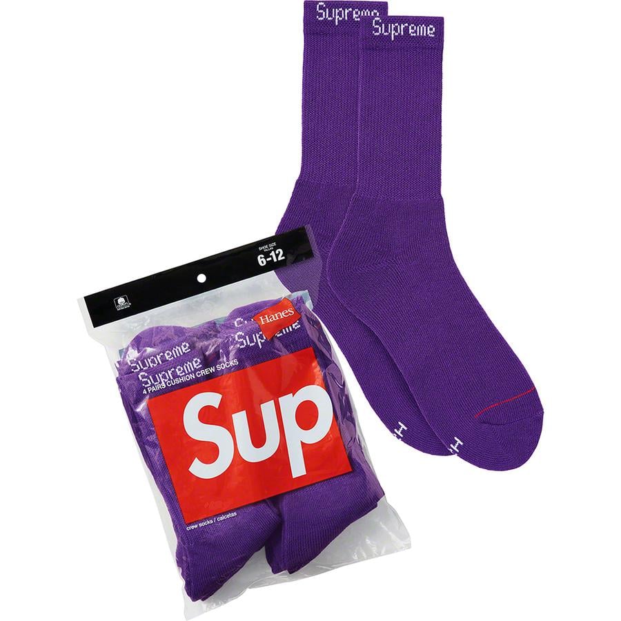 Details on Supreme Hanes Crew Socks (Purple) from spring summer
                                            2021 (Price is $20)