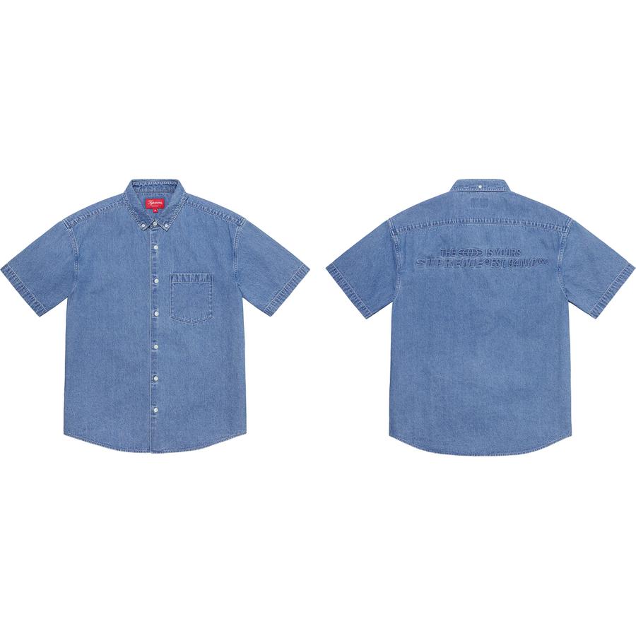 Details on Embossed Denim S S Shirt  from spring summer
                                                    2021 (Price is $128)