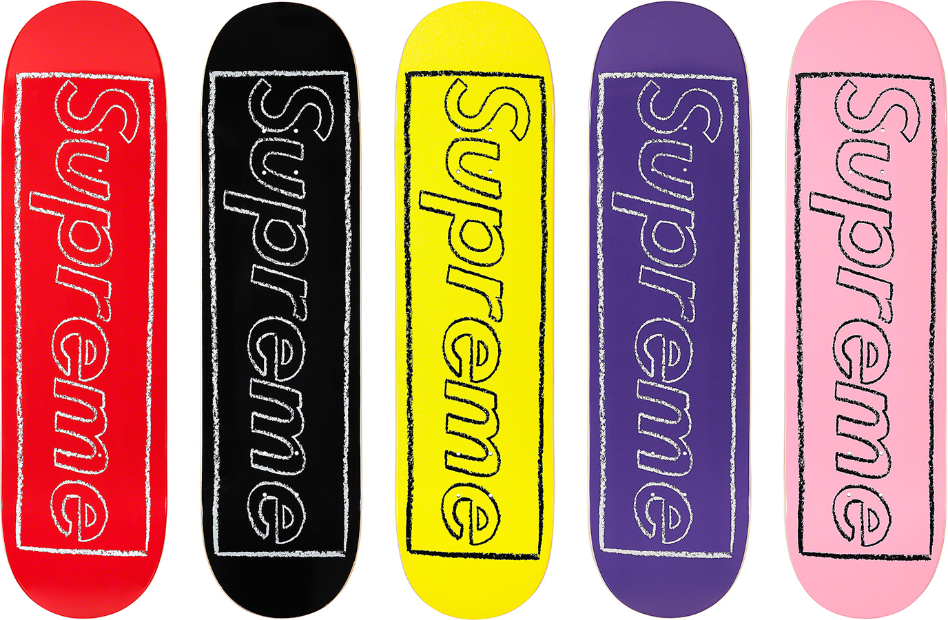 supreme kaws chalk logo PINK skateboard