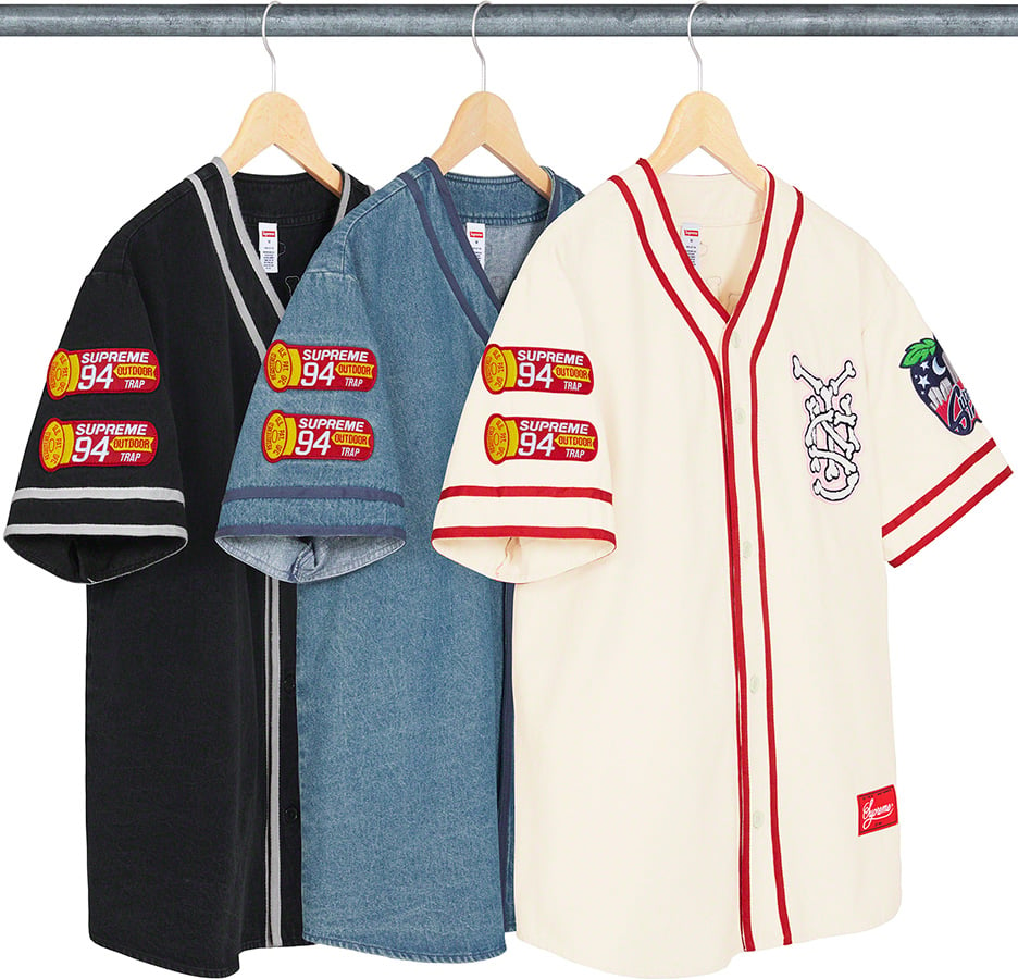 Buy Supreme Patches Denim Baseball Jersey 'Natural' - SS21KN39