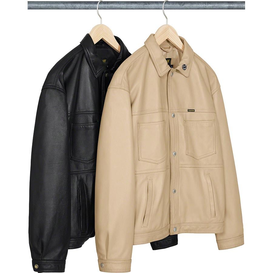 supreme schott leather work jacket tan M