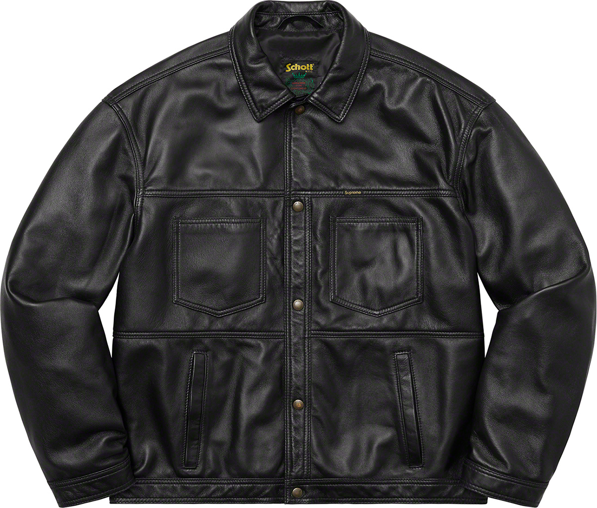supreme schott leather work jacket tan M